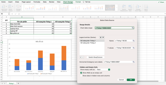 Chỉnh sửa biểu đồ