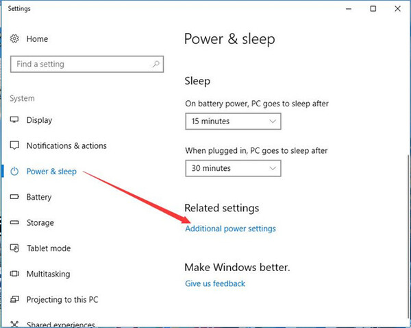 Chọn "Additional power settings"