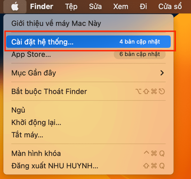 Chọn Cài đặt hệ thống