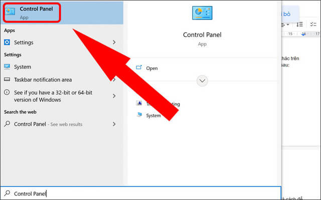 Chọn Control Panel