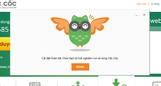 Chọn Đóng để hoàn tất việc cài đặt