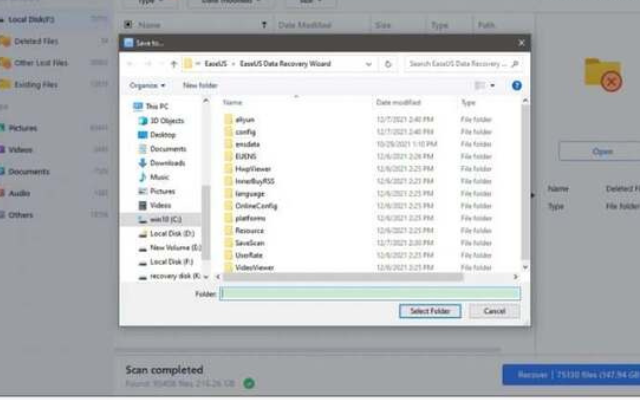 Chọn dữ liệu cần phục hồi