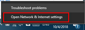 Chọn Open Network & Internet settings