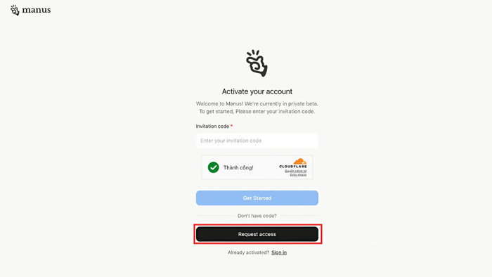 Chọn “Request access” để gửi yêu cầu truy cập nền tảng