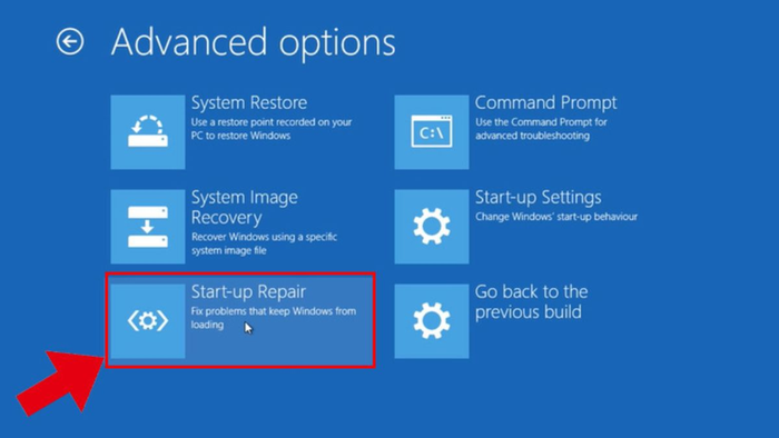 Chọn Start-up Repair