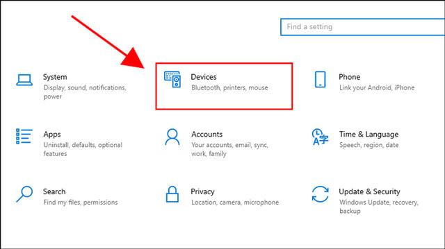 Chọn tiếp vào phần Devices