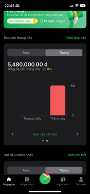 Chọn vào báo cáo chi tiêu