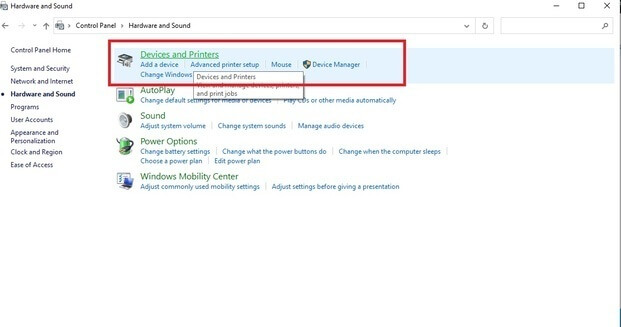 Chọn vào Devices and Printers
