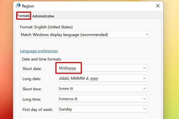 Chọn vào Format để định dạng lại ngày tháng