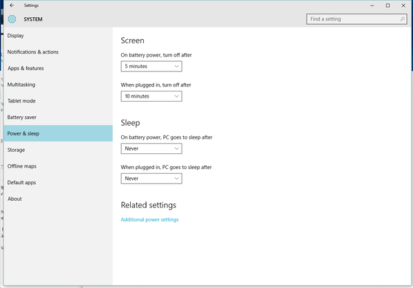 Chọn vào "Power & sleep"