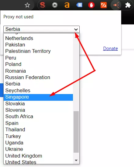 Chọn vào quốc gia