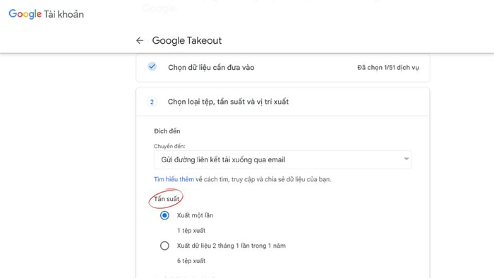 Chọn xuất một lần hoặc mỗi 2 tháng
