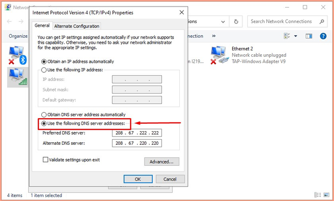 Chuyển sang chế độ sử dụng DNS tùy chỉnh