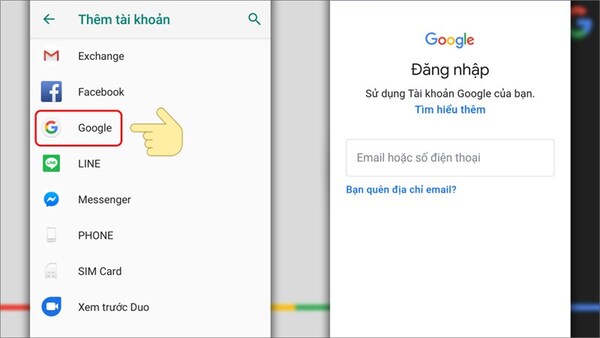 Đăng nhập tài khoản Google