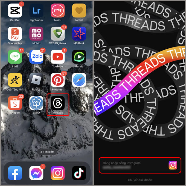 Đăng nhập vào Threads