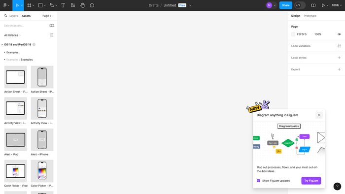 Dashboard làm việc của Figma