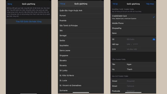 Điền thông tin và chọn phương thức thanh toán “None”