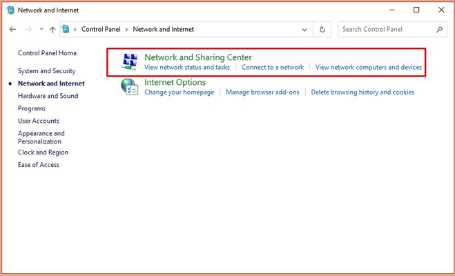 Điều hướng đến giao diện cài đặt mạng