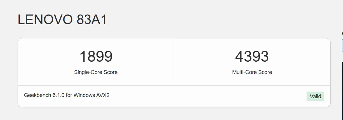 Hiệu năng mạnh mẽ với 1899 điểm đơn nhân và 4393 điểm đa nhân