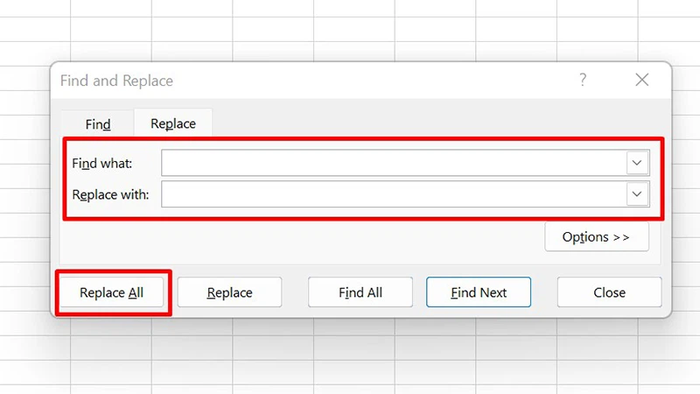 Loại bỏ khoảng trắng với Find and Replace