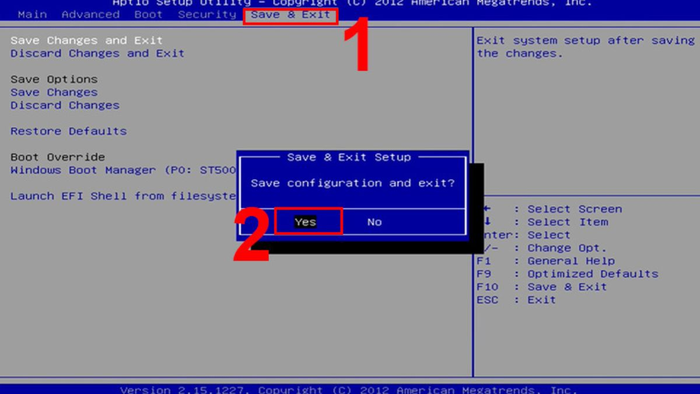 Lưu lại cài đặt tắt Secure Boot