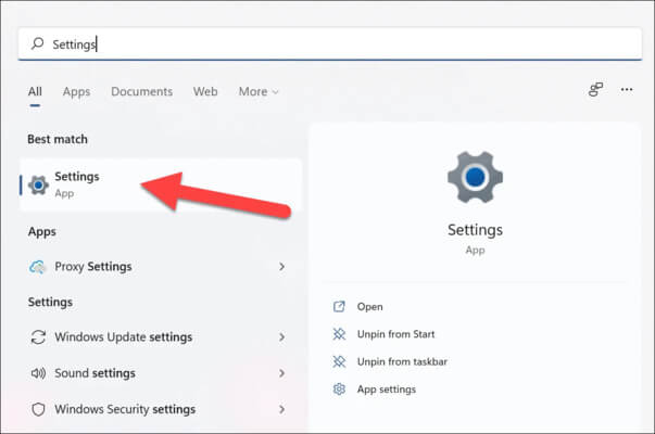 Mở Settings để đổi mật khẩu máy tính