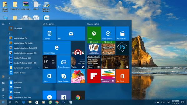 Nhấn biểu tượng "Start" để thực hiện cách gập màn hình laptop không tắt máy tính