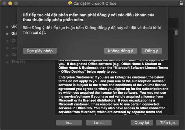 Nhấn Đồng ý và chọn Tiếp tục