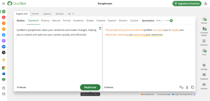 Nhấn Paraphrase để phần mềm hoạt động