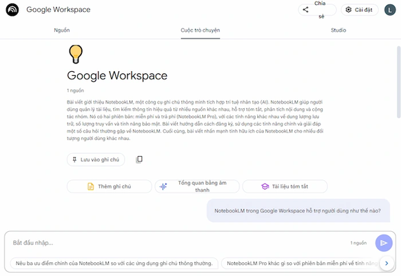 Nhập ghi chú vào NotebookLM