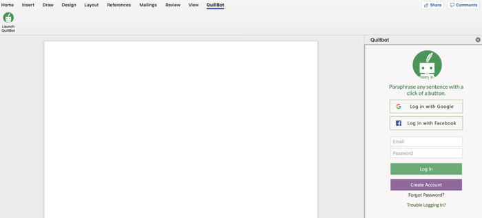 Nhập thông tin đăng nhập vào Quillbot