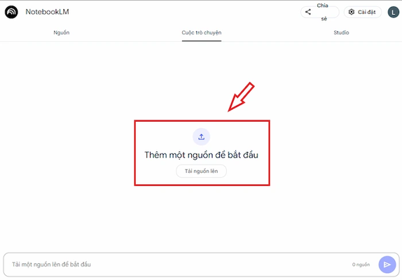 Tải tài liệu lên NotebookLM