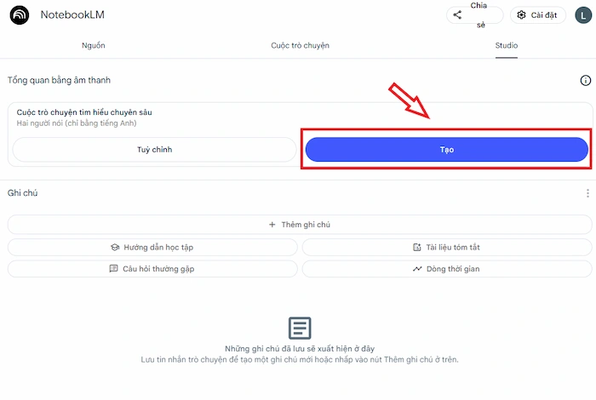 Tải tài liệu và chọn tạo podcast