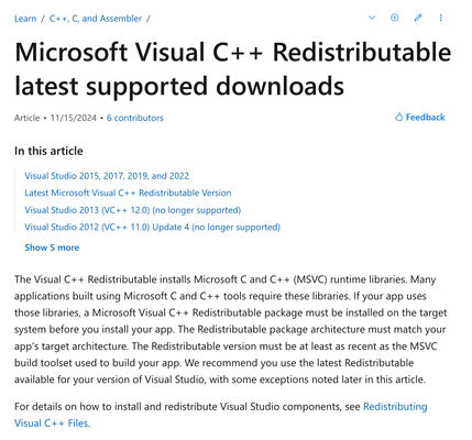 Microsoft Visual C++ Redistributable