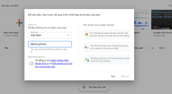 Tạo mới và chỉnh sửa báo cáo trên Google Looker Studio