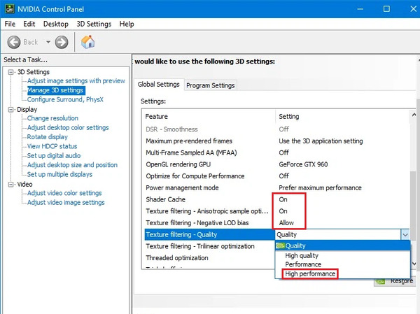 Texture filtering cho các tùy chỉnh về hiệu suất và chất lượng