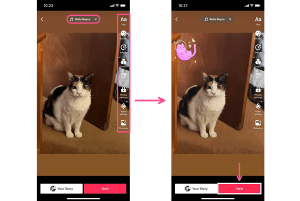 Thêm âm thanh phù hợp và chọn Next