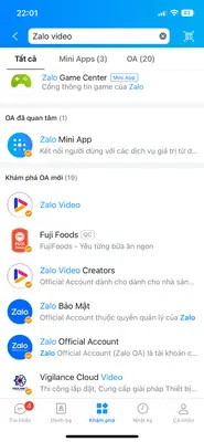 Tìm kiếm Zalo Video