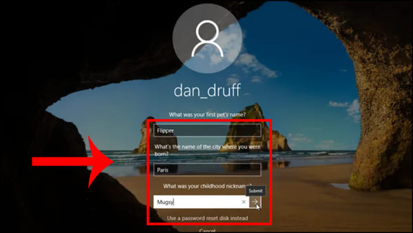 Trả lời câu hỏi và nhấn vào mũi tên để tiếp tục