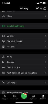 Vào Tài khoản → Chọn Sổ nợ