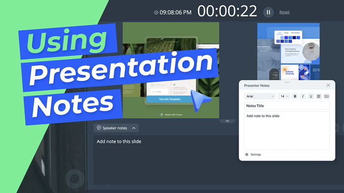 Visme hỗ trợ ghi chú trên tổng dư slide