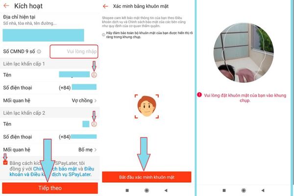 Xác nhận khuôn mặt trên Spaylater
