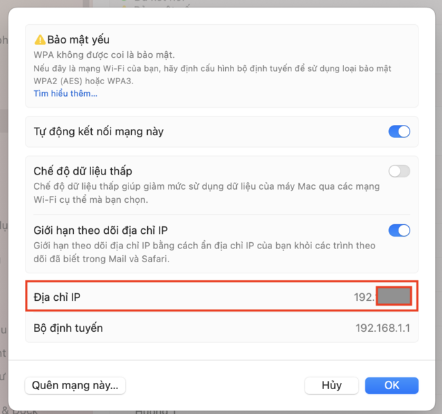 Xem địa chỉ IP của máy tính Mac