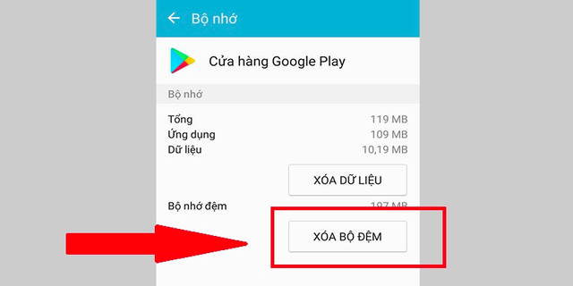 Hoàn thành việc xoá bộ nhớ đệm trong từng ứng dụng