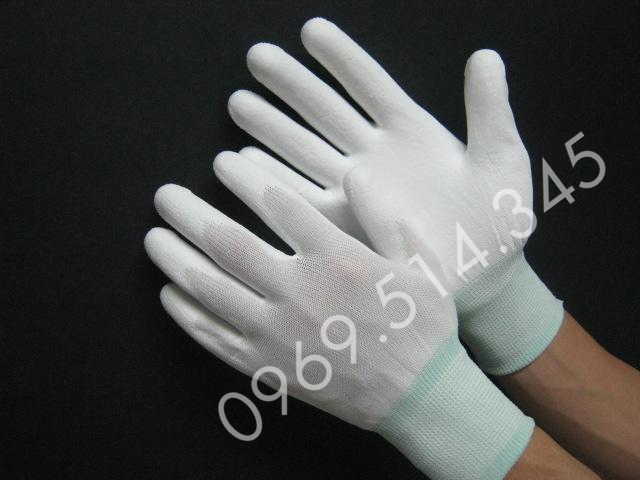 Găng tay PU phủ lòng bàn tay màu trắng