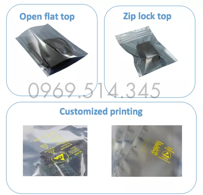 ESD bag thiết kế tiện dụng khi có khóa zip dễ dàng đóng - mở và in ấn, ghi chú mọi thông tin 