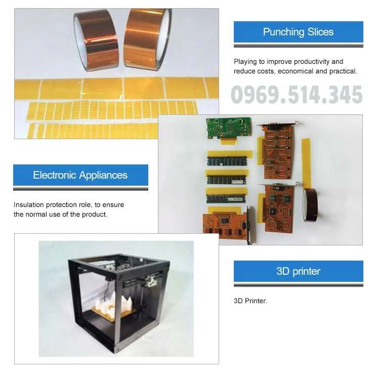 Hình ảnh thực tế của băng dính chịu nhiệt Kapton trên linh kiện điện tử