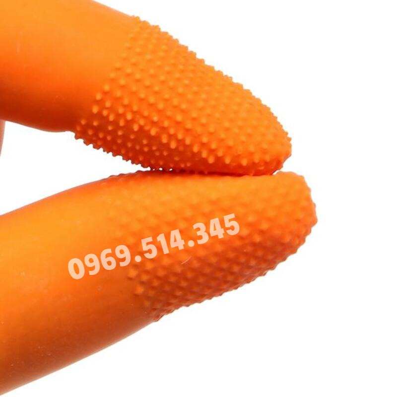 Bao ngón màu cam chất liệu cao su mềm nên khi sử dụng rất tốt cho tuần hoàn máu ở các đầu ngón tay