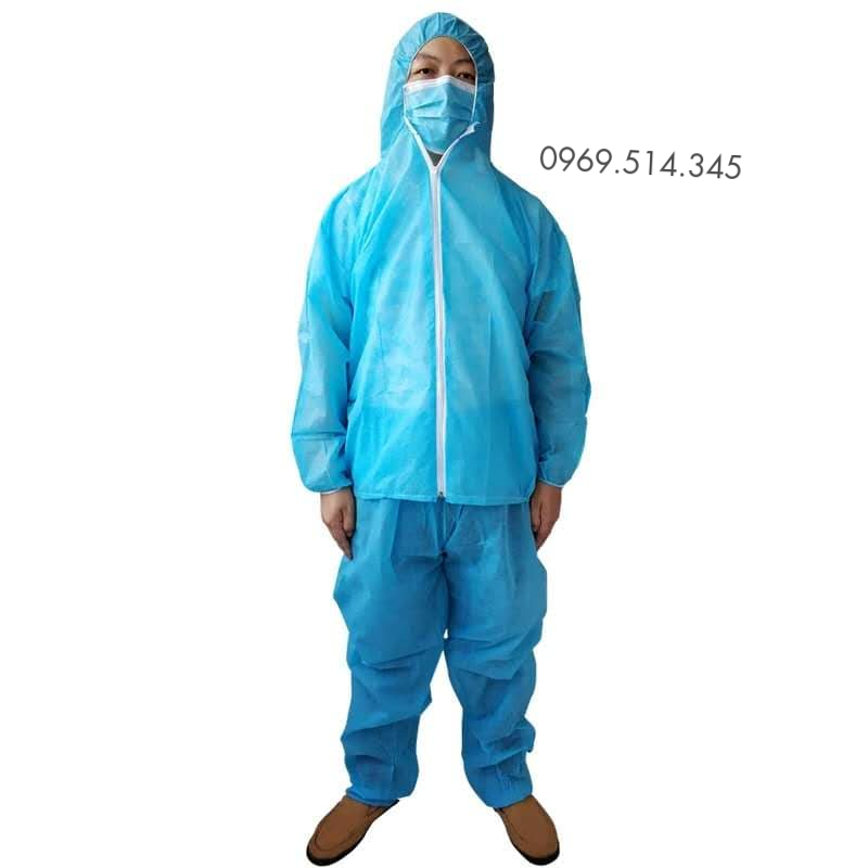 Quần áo bảo hộ màu xanh áo rời, quần rời
