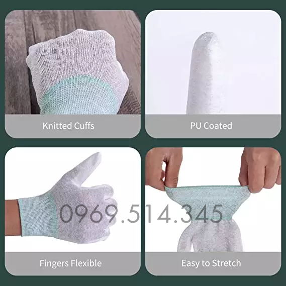 Găng tay ESD phủ PU bàn tay là tấm chắn an toàn bảo vệ đôi bàn tay khi làm việc